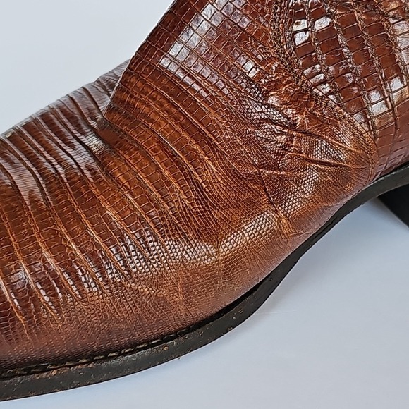 Vintage Dan Post‎ Men's TEJU Lizard Cowboy Boots Brown Size 7.5 D -  1706 - Picture 11 of 16